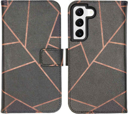 iMoshion Hoesje Geschikt voor Samsung Galaxy S22 Hoesje Met Pasjeshouder - iMoshion Design Softcase Bookcase - Zwart / Black Graphic