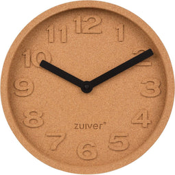 Zuiver Cork Time Klok/ Wandklok Rond Kurk Bruin