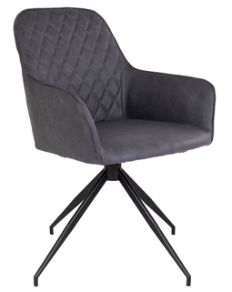 House Nordic Harbo Eetkamerstoel - PU Leder & Staal - Dark Grey - 56×62×89 cm