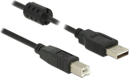 Delock 1.5m - USB 2.0-A/USB 2.0-B - Ferrietkern - Zwart