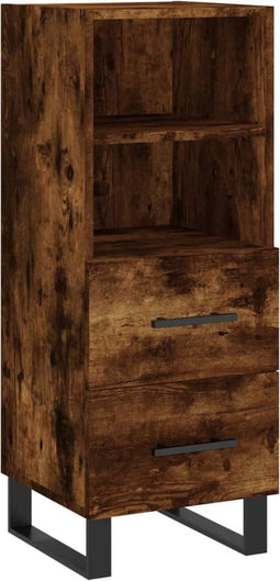 vidaXL - Dressoir - 34,5x34x90 - cm - bewerkt - hout - gerookt - eiken