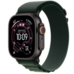 Apple Watch Ultra 2 - GPS + Cellular - 49mm - Zwarte Titanium Case met Dark Green Alpine Loop - Large