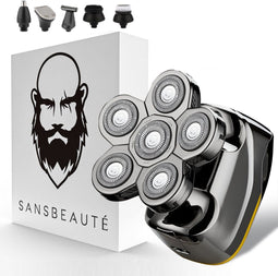 Sansbeauté® SkullSharp V2 - 6-in-1 Scheerapparaat - 6 Roterende Scheerkoppen - Waterproof (1 stuk)