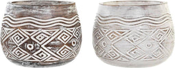 Grondlegger DKD Home Decor Bruin Wit (2 Stuks) (22 x 22 x 16 cm)