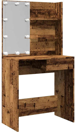 vidaXL - Kaptafel - met - LED-verlichting - 74,5x40x141 - cm - oud - houtkleurig