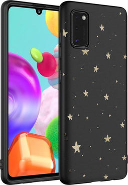 iMoshion Hoesje Geschikt voor Samsung Galaxy A41 Hoesje Siliconen - iMoshion Design hoesje - Zwart / Meerkleurig / Goud / Stars Gold