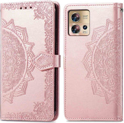 iMoshion Hoesje Geschikt voor Motorola Edge 30 Fusion Hoesje Met Pasjeshouder - iMoshion Mandala Bookcase - Rosé Goud