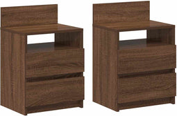 vidaXL - Nachtkastjes - 2 - st - met - 2 - lades - 40x33x60 - cm - bruin - eikenkleur