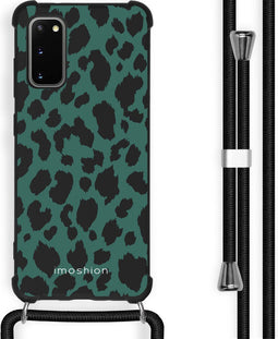 iMoshion Hoesje Geschikt voor Samsung Galaxy S20 Plus Hoesje Met Koord - iMoshion Design Hoesje met Koord - Zwart / Meerkleurig / Groen / Panther Illustration
