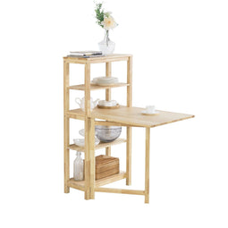 SoBuy Max - Opklapbare eettafel - Zijplank 4 niveaus - 126 x 60 x 98 cm - Naturel