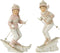 J-Line figuur Meisje & Jongen Skien - polyresin - wit/roze - 2 stuks