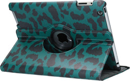 Tablet Hoes Geschikt voor iPad 2 (2011) 9.7 inch /iPad 3 (2012) 9.7 inch / iPad 4 (2012) 9.7 inch - 360° Draaibare Design Bookcase - Meerkleurig /Green Leopard
