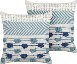 DATURA - Sierkussen set van 2 - Wit - 45 x 45 cm - Katoen