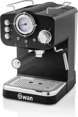 Swan Retro Espresso Koffiemachine - Pistonmachine - Koffiezetapparaat Bonen - Barista Koffie - Zwart