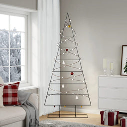 vidaXL - Kerstdecoratie - kerstboom - 210 - cm - metaal - zwart