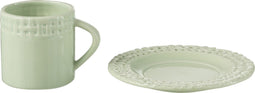 J-Line kopje + schoteltje - keramiek - groen - 12 stuks
