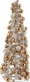 J-Line decoratie Kegel Mini KerstBallen - kunststof - ecru/goud - small