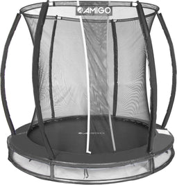 AMIGO Inground Trampoline Deluxe - Met Veiligheidsnet en Veilige Rand - Rond 244 cm - Zwart
