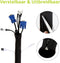 Kabel organiser set - 10 x Kabelgoot en 20 x kabelbinders, Kabel management, Thuis en kantoor bureau - Kabelbeschermer, Kabelhoes, Kabelhouder, Kabelsok - Zwart - ACROPAQ