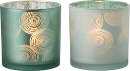 J-Line windlicht Spiralen - glas - mix - large - 2 stuks