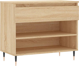 vidaXL - Schoenenkast - 70x36x60 - cm - bewerkt - hout - sonoma - eikenkleurig