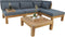 Tuin loungeset Aruba 5 delig + hoek (incl. kussens) - Donkergrijs - Teak
