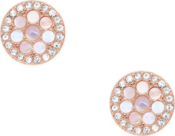 Fossil Vintage Glitz JF02906791 - Damesoorbellen - Roestvrij staal & Parelmoer - Rosé Goud Grijs