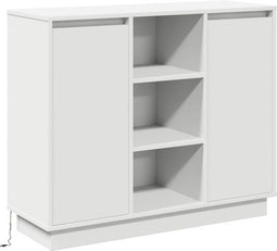 vidaXL - Dressoir - LED - Bewerkt hout - Wit - 90 x 32 x 75 cm