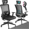 tectake® Phoibe - Ergonomische Bureaustoel - Verstelbare Hoofdsteun - Zwart