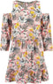 Garcia Meisjes Jurk - Lange mouwen - Tropische print - Neon orange