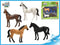 Kids Globe SET houten Paarden hoekstal (1:24) + 4 paarden