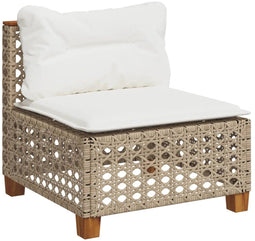vidaXL - Tuinbank - zonder - armleuning - met - kussens - poly - rattan - beige