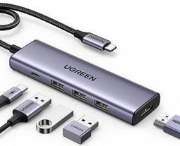 Ugreen 15596 - Multifunctionele HUB 5in1 USB-C - HDMI 2.0 4K 30Hz - Aluminium