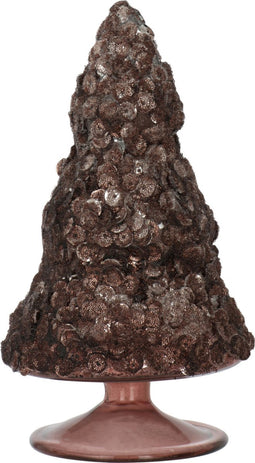 J-Line decoratie Kerstboom Paillettensuiker - glas - donkerbruin - medium