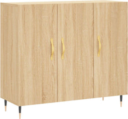 vidaXL - Dressoir - 90x34x80 - cm - bewerkt - hout - sonoma - eikenkleurig