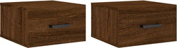 vidaXL - Nachtkastjes - 2 - st - wandgemonteerd - 35x35x20 - cm - bruin - eikenkleur
