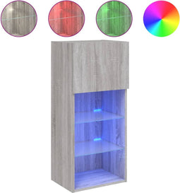 vidaXL - Tv-meubel - met - LED-verlichting - 40,5x30x90 - cm - grijs - sonoma - eiken