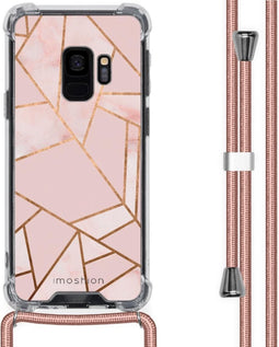 iMoshion Hoesje Geschikt voor Samsung Galaxy S9 Hoesje Met Koord - iMoshion Design Hoesje met Koord - Goud / Transparant / Roze / Pink Graphic