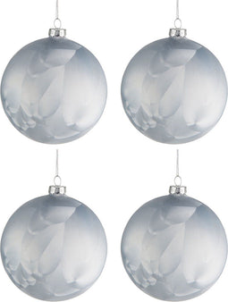 J-Line kerstbal - glas - mat ijsblauw - medium - doos van 4