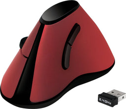 LogiLink Ergonomic Vertical Mouse - Draadloos - 1200 DPI - Zwart/Rood