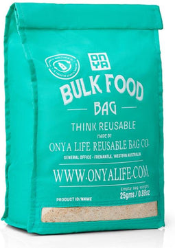 ONYA Herbruikbare Bulk Food Bag - Large Aqua - Duurzaam - Milieuvriendelijk - Bulk Voedsel Opslag - Lichtgewicht - 40cm x 21cm