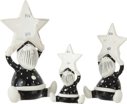 J-Line figuur Kerstman Zittend Ster Hoho - keramiek - zwart/wit - large