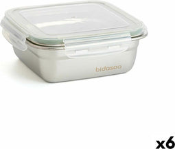 Bidasoa Hermetische Lunchtrommel Bidasoa Theo 15,3 X 15,3 X 6,3 Cm Zilverkleurig 750 Ml Metaal (6 Stuks)