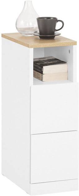 SoBuy FBT149-WN - Sofa Bijzettafel - 2 Laden en Open Vak - Wit - 20x35x60cm