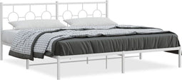 vidaXL - Bedframe - met - hoofdbord - metaal - wit - 200x200 - cm