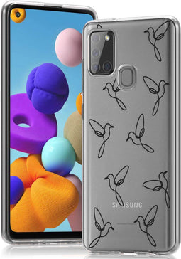 iMoshion Hoesje Geschikt voor Samsung Galaxy A21s Hoesje Siliconen - iMoshion Design hoesje - Transparant / Vogels illustratie
