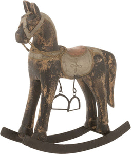 J-Line decoratie Schommelpaard mango - hout/metaal - mix - small