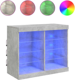 vidaXL - Dressoir - met - LED-verlichting - 81x37x67 - cm - betongrijs