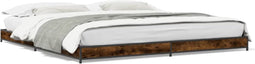 vidaXL - Bedframe - bewerkt - hout - metaal - gerookt - eikenkleurig - 180x200 - cm