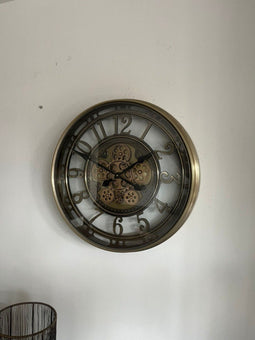Klok industrieel Amy - grote klok goud - wandklok 54cm